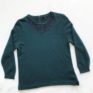 JCrew Jeweled-starburst Green Navy Sweater 08429 L